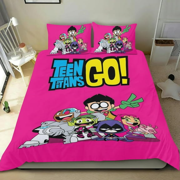 Teen Titans Go-themed Bed Sheet Set Three Piece Set Comfortable And Skin Friendly Unique Design Home Decor Gifts For Family Friends fans54x79Inches135cm*200cm