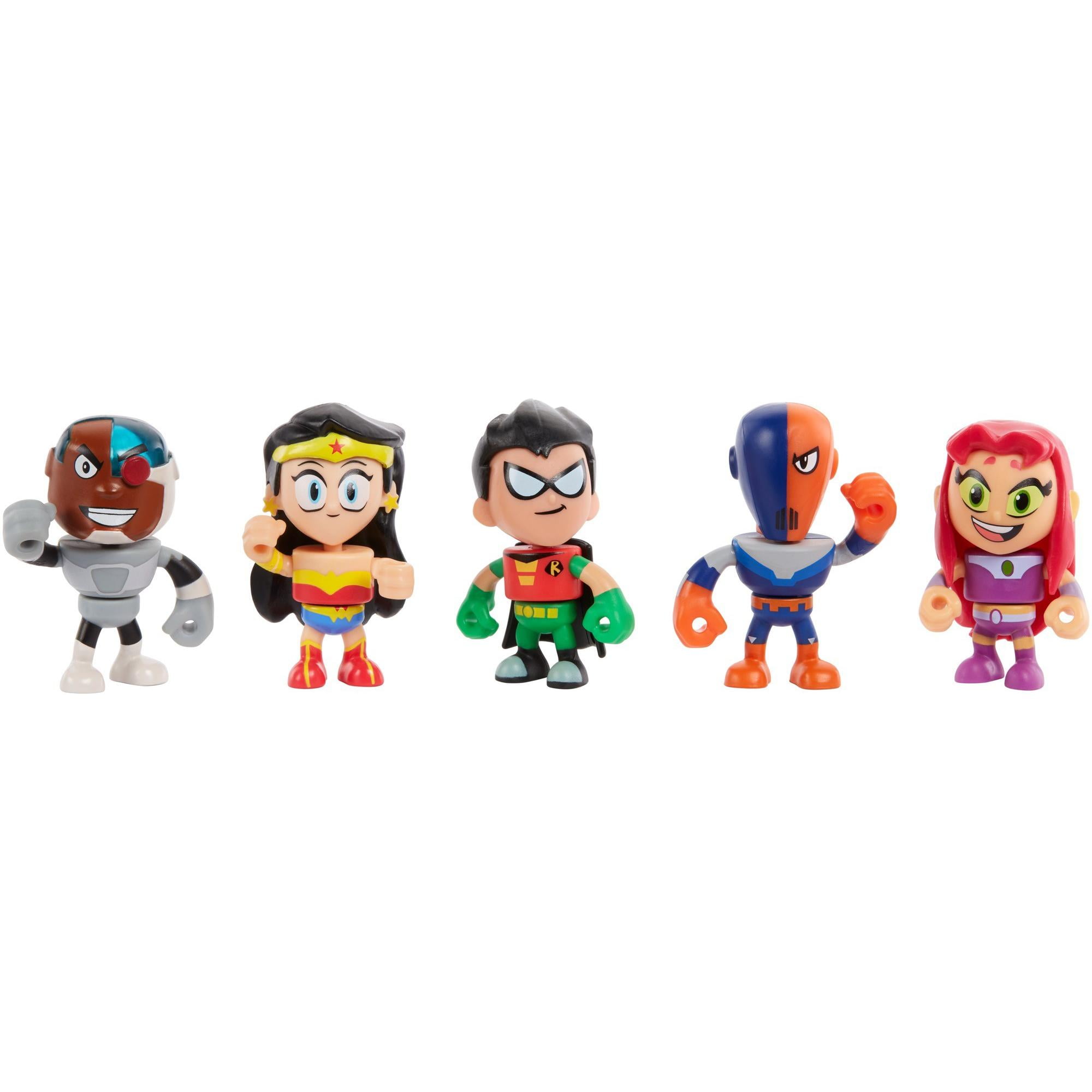 Set De 5 Mini Figurines Teen Titans - Robin, Cyborg, Beast Boy, Starfire, Silkie - Environ 13 Cm - PVC, Pour Décoration Ou Jeu