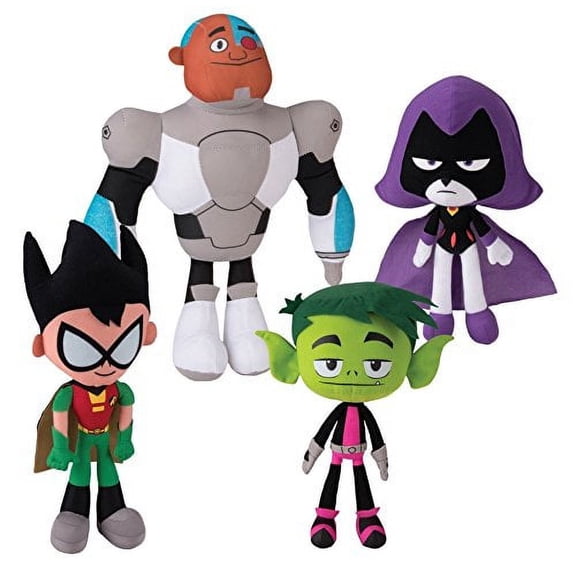 Teen Titans Plush Figure includes Robin Beast Boy Cyborg and Raven 3181100 Set