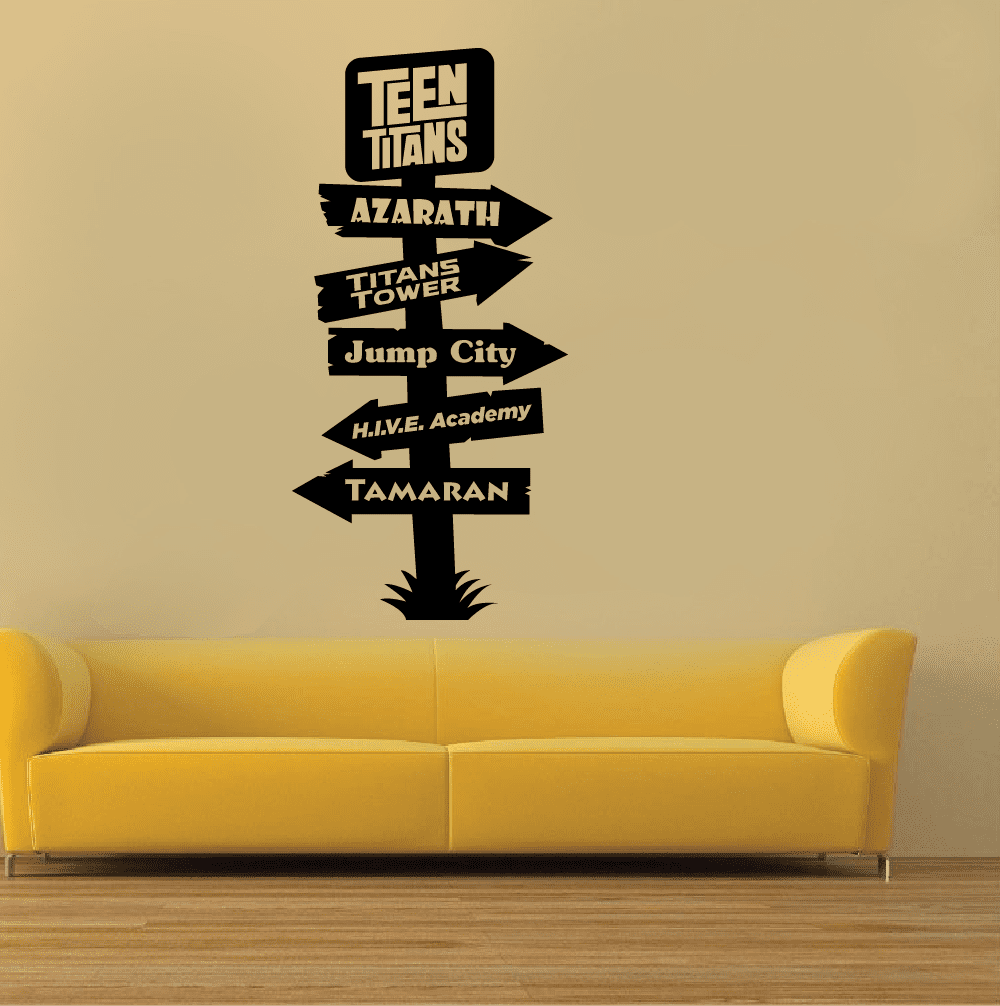 Teen Titans Tower Pathway Signage Cartoons Cartoon Wall Sticker Art