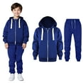 thumbnail image 1 of Teen Tracksuit Athletic Sweatsuits Sets,2 Piece Long Sleeve Full ZipBlue Tracksuit Pullover Hoodie and Active Jogger Pants Fall Winter Clothes Preppy Clothes for Girls 11-12 Years, 1 of 6