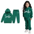 thumbnail image 1 of Teen Tracksuit Athletic Sweatsuits Sets,2 Piece Long Sleeve Green Tracksuit Pullover Hoodie and Sweatpants Warm Fall Winter Clothes Girl Clothes Size 12-13 Years, 1 of 4