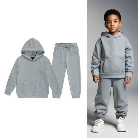 Teen Tracksuit Athletic Sweatsuits Sets,2 Piece Long Sleeve Grey Pullover Hoodie Sweatpants Set Winter Clothes Tween Clothes Boys Size 10-11 Years