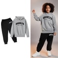 thumbnail image 1 of Teen Tracksuit Athletic Sweatsuits Sets,2PC Long Sleeve Letter Pattern Pullover Hoodie Sweatshirt Sweatpants Set Fall Winter Clothes Tracksuit Jogging Outfits Set 11-12 Years, 1 of 3