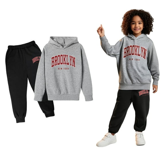 Teen Tracksuit Athletic Sweatsuits Sets,2PC Long Sleeve Letter Pattern Tracksuit Hoodie Sweatpants Warm Fall Winter Clothes Girls Clothing Size 13-14 Years