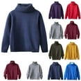 thumbnail image 1 of Teen Turtleneck Sweaters Winter Warm Fleece Lined Sweater Knit Mock Neck Pullover Sweater Boys Girls Solid Long Sleeve Navy 150 11 Years, 1 of 3