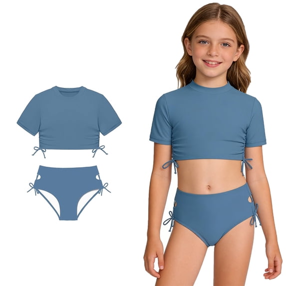 Two Piece Girl Swimsuit Bikini Set Adjustable Drawstring Swimsuit Cute Swimsuit Girls 11-12 Years