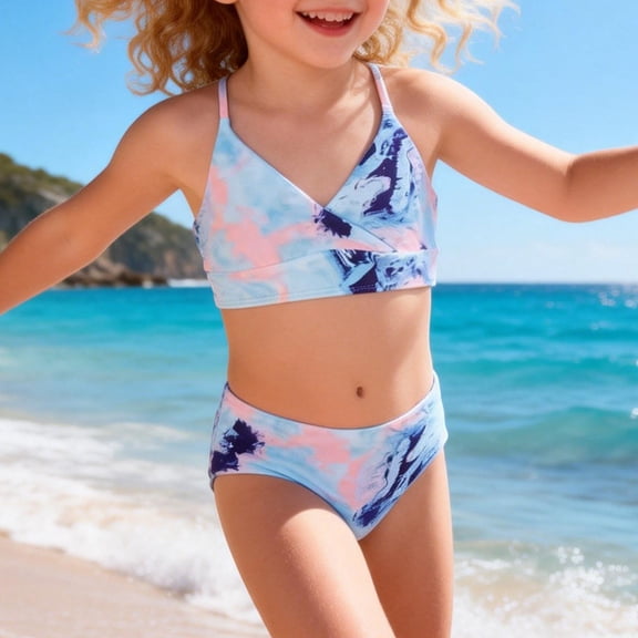 Teen Two Piece Girl Swimsuit Bikini Set Girls Adjustable Strap Bathing Suit Cute Summer Swimsuits Swimming Suits for Girls 160