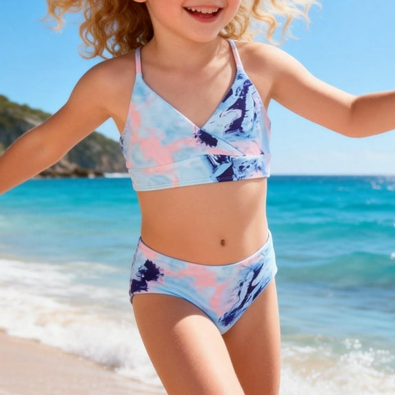 Teen Two Piece Girl Swimsuit Bikini Set Girls Adjustable Strap Bathing Suit Cute Summer Swimsuits Swimming Suits for Girls 160