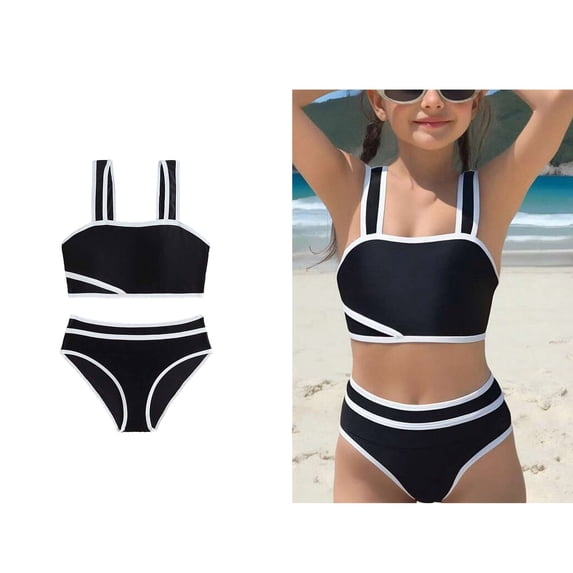Two Piece Girl Swimsuit Bikini Sets Beach Color Block Swimsuit Girls Summer Swimsuit Tween Swimsuits 13-14 Years