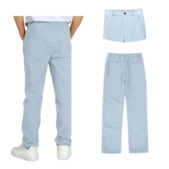 Teen Uniform Pants For Boys Pull On Chino Pants With Pockets Straight Pants Blue Uniform Pants Back To School Clothes For Boys Teen Preppy Clothes 11-12 Years