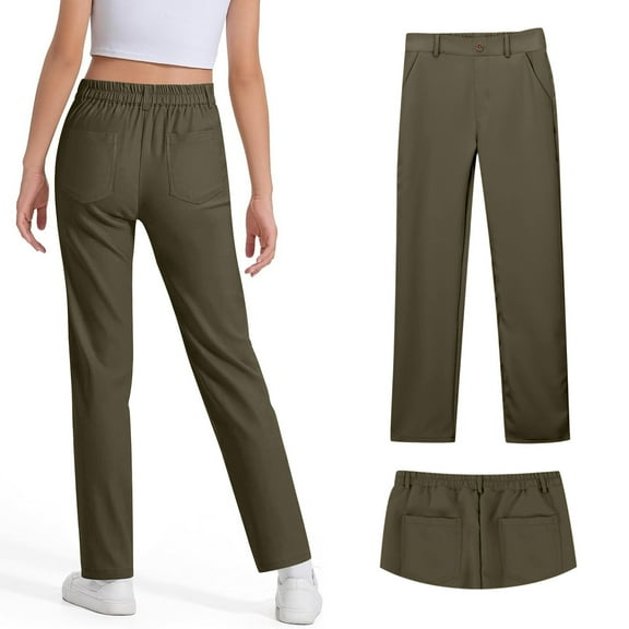 Teen Uniform Pants For Boys Pull On Chino Pants With Pockets Straight Pants Green Uniform Pants Back To School Outfits Teen Preppy Clothes 14-15 Years