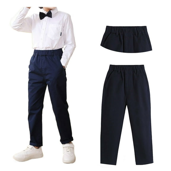 Teen Uniform Pants For Boys Pull On Chino Pants With Pockets Straight Pants Kids Purple Pants Boys Back To School Clothes Teen Boys Pants 17-18 Years