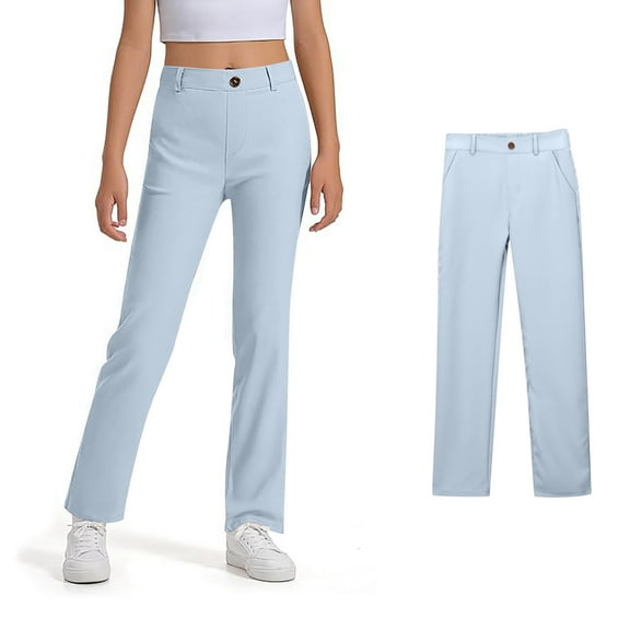 Teen Uniform Pants for Girls Skinny Fit Stretch Pants With Pockets Flare Leg Pants Multicolor Pants for Girls Uniform Back To School Outfits for Girls Teen Preppy Clothes for Girls 11-12 Years