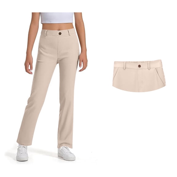 Teen Uniform Pants for Girls Skinny Pants Kids Dress Pants With Pockets Flare Leg Pants Red Pants for Girls Back To School Clothes Teen Tween Girl Clothing 14-15 Years