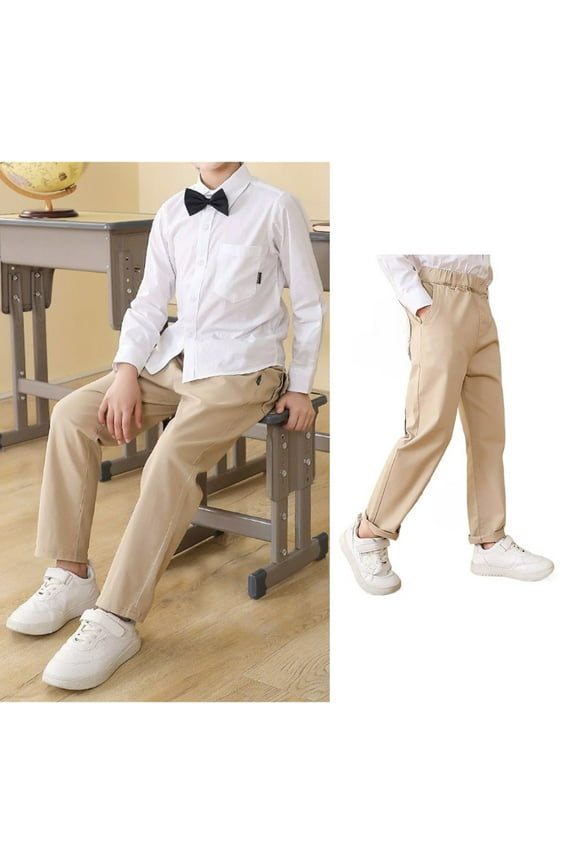 Teen Uniforms For Boys Pull On Chino Pants With Pockets Straight Pants White Pants For Boys Uniform Back To School Outfits Teen Boys Clothes 17-18 Years