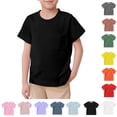 thumbnail image 1 of Teen Unisex Basic Short Sleeve Solid Color T Shirts Pocket Tee Crew Neck Shirt Boys Lightweight T Shirt Classic Tee Tops For Age 10-11 Years, 1 of 5