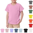 thumbnail image 1 of Teen Unisex Basic Short Sleeve Solid Color T Shirts Pocket Tee Crew Neck Shirt Boys Lightweight T Shirt Classic Tee Tops For Age 10-11 Years, 1 of 5