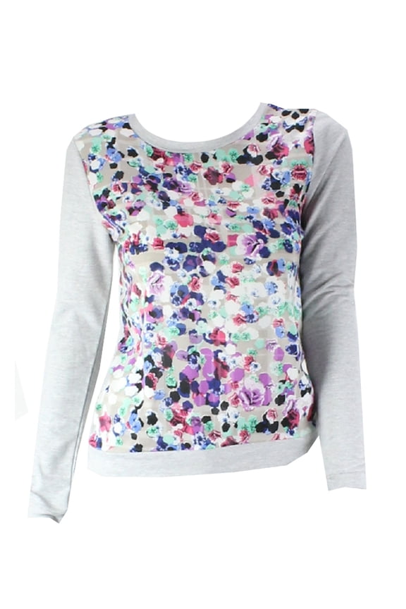 Teen Vogue For My Lab Style Gray Juniors Floral Sweatshirt  XS