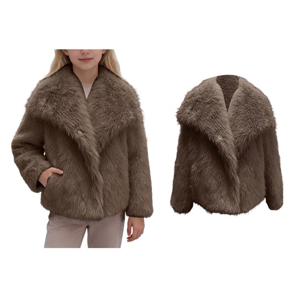 Teen Winter Coat Kids Coffee Fluffy Coats Jacket Girls Warm Winter Coat Winter Coat for Girls 13-14 Years