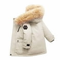 thumbnail image 1 of Teen Winter Coats for Boys Hooded Puffer Jacket Boys White Jacket Zip up Long Sleeve Thicken Waterproof Jacket Kids 13-14 Years Winter Coats for Girls, 1 of 4