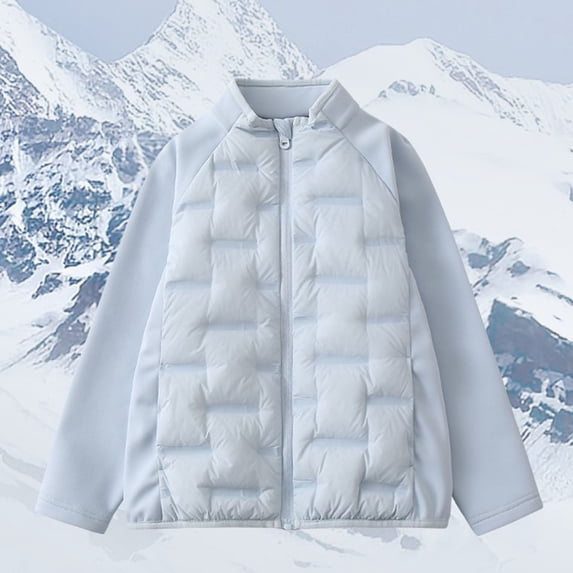 Winter Jackets,Boys Puffer Jacket With Pocket Zip Up Blue Winter Coat Solid Long Sleeve Windproof Kid Puffer Jacket Boys Size 11-14 Years Winter Coat
