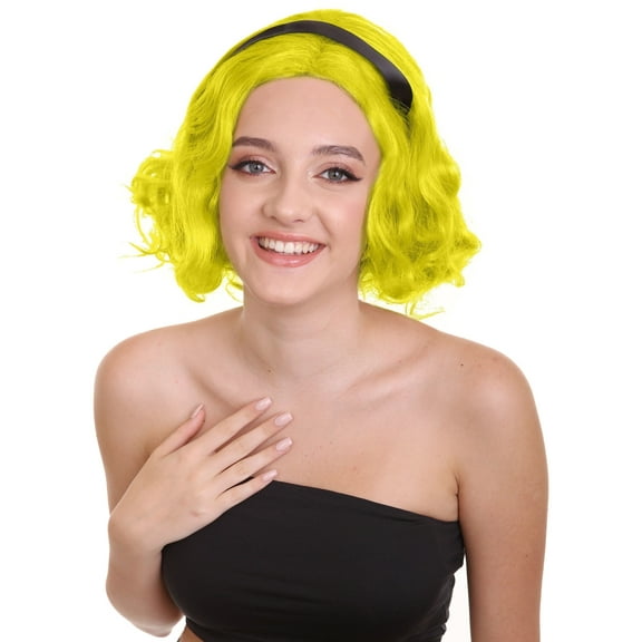 Teen Witch | Blonde Wavy Bob with Black Head Ribbon | Premium Halloween Wig