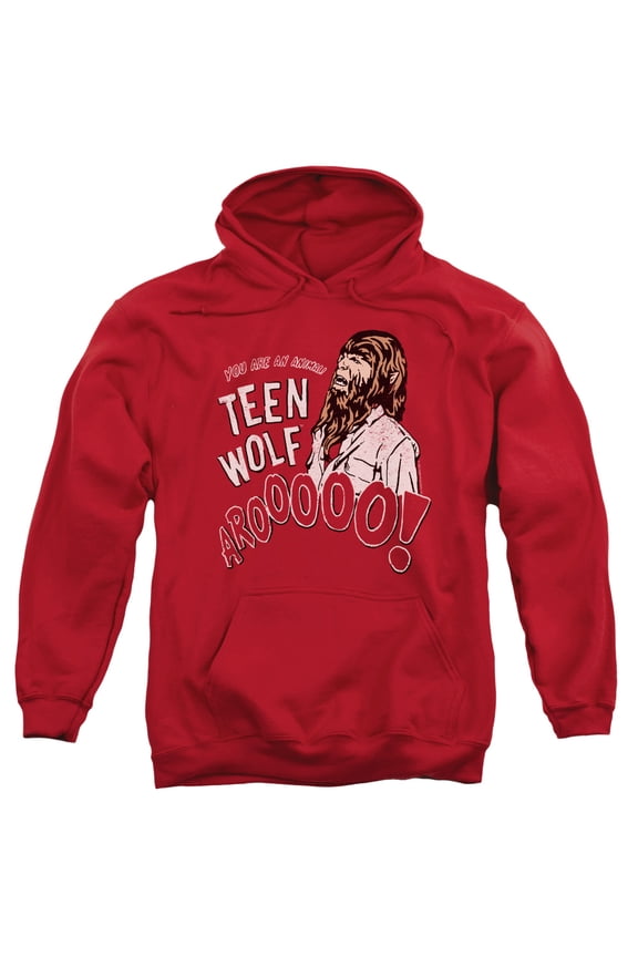 Teen Wolf Animal Adult Pullover Hoodie Sweatshirt Red