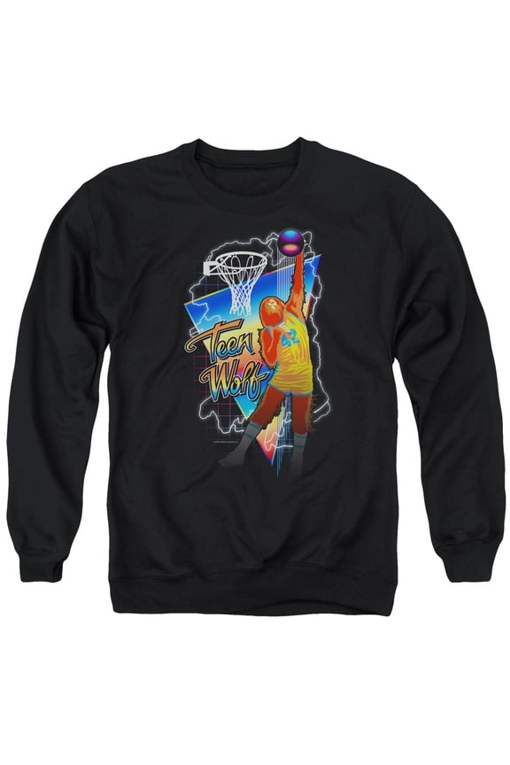 Teen Wolf Electric Wolf Adult Crewneck Sweatshirt Black