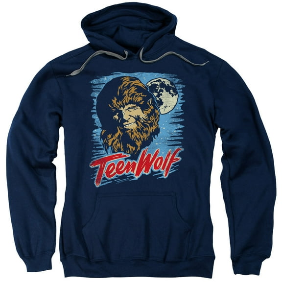 Teen Wolf Moon Wolf Adult Pullover Hoodie Sweatshirt Navy