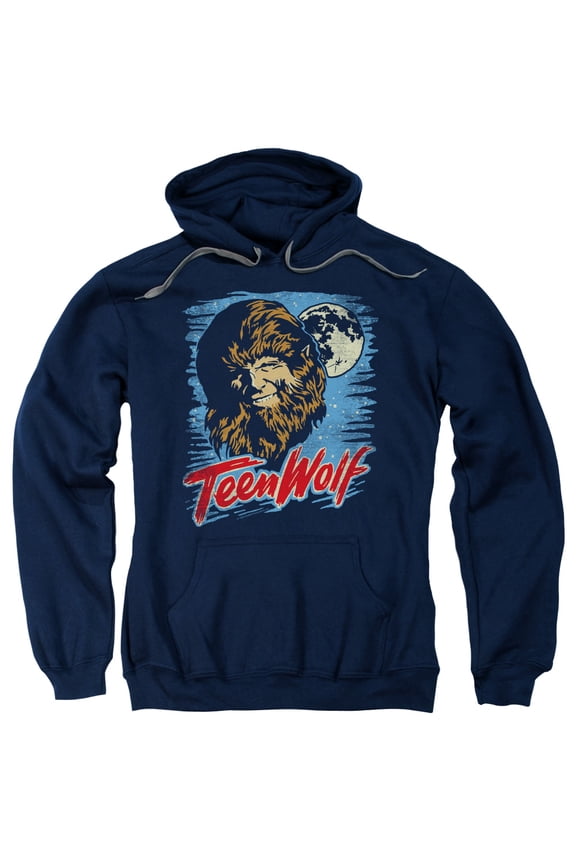 Teen Wolf Moon Wolf Adult Pullover Hoodie Sweatshirt Navy
