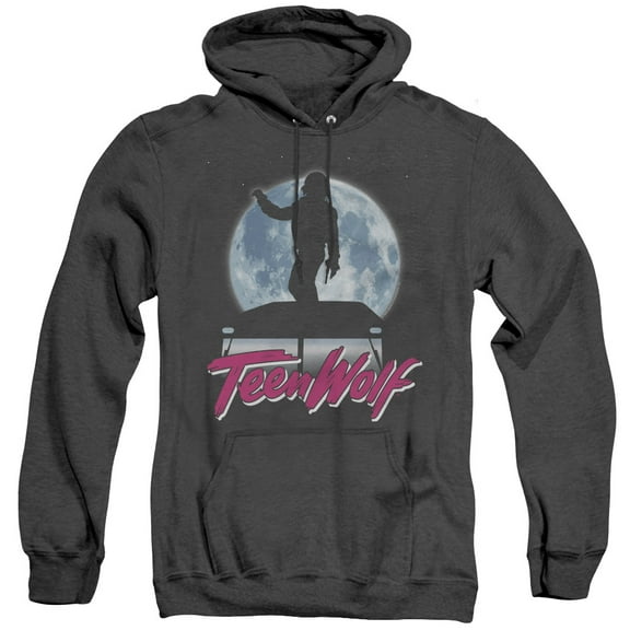 Teen Wolf Moonlight Surf Adult Heather Hoodie Sweatshirt Black