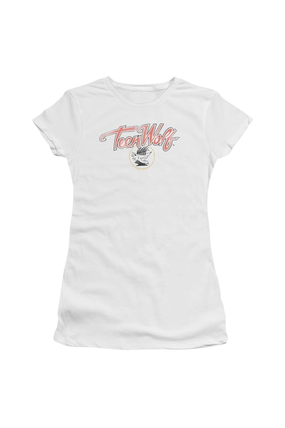 Teen Wolf Poster Logo Junior Women's T-Shirt Sheer White
