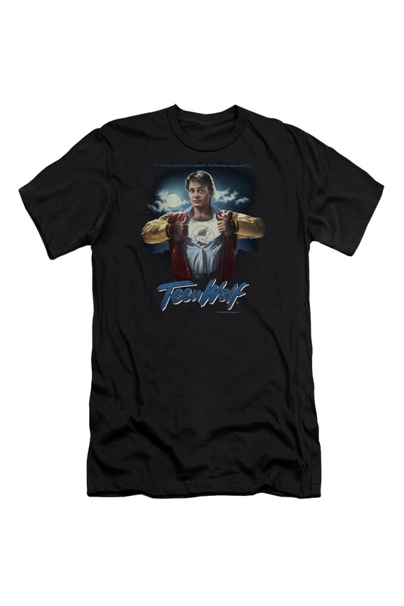 Teen Wolf Poster Premium Adult Slim Fit 30/1 T-Shirt Black