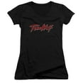 thumbnail image 1 of Teen Wolf Scrawl Logo Junior Women's V-Neck T-Shirt Black, 1 of 1