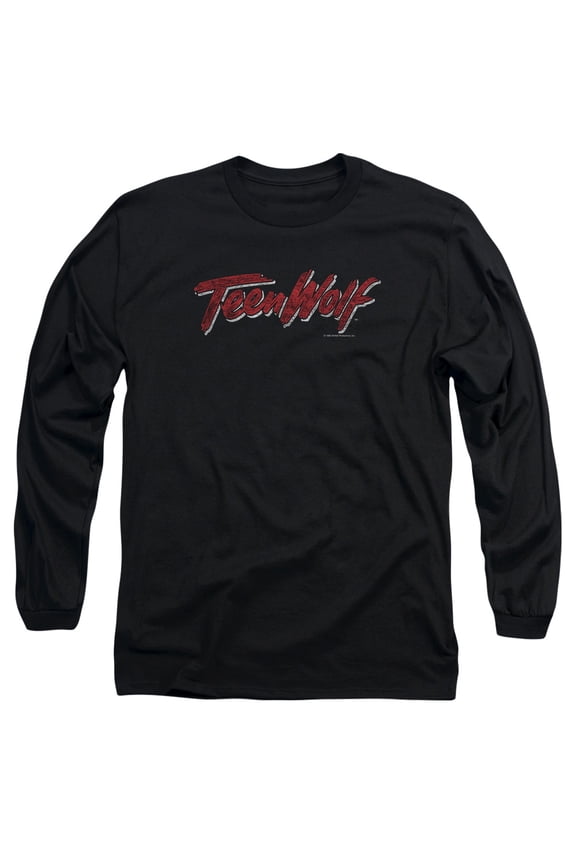Teen Wolf Scrawl Logo Long Sleeve Adult 18/1 T-Shirt Black