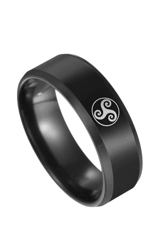 Teen Wolf TV Series Logo Black Stainless Steel Band Ring Size 8