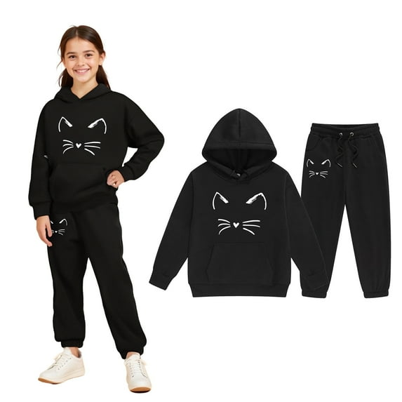 Teen Youth Sets Long Sleeve Solid Pullover Hoodie Sweatshirt and Jogger Sweatpants 2 Piece Fall Winter Clothes Clothes for Teen Girls 12-13 Years Trendy Cute Boy Girl Clothing