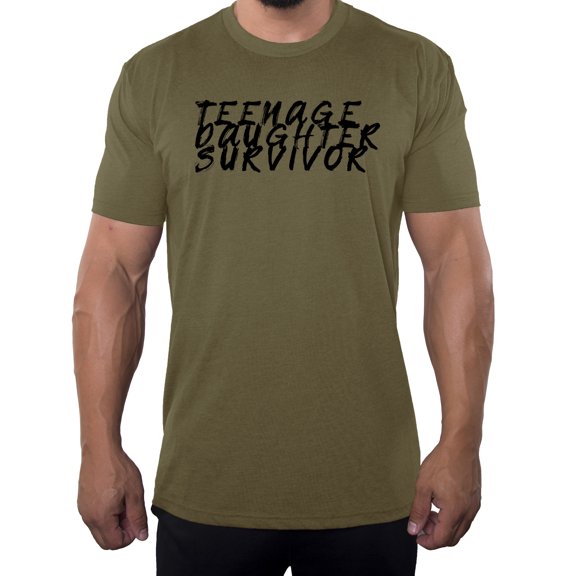 Teenage Daughter Survivor Funny Dad Shirts, Men's Funny Graphic T-shirts - Olive Drab MH200DAD S16 2XL