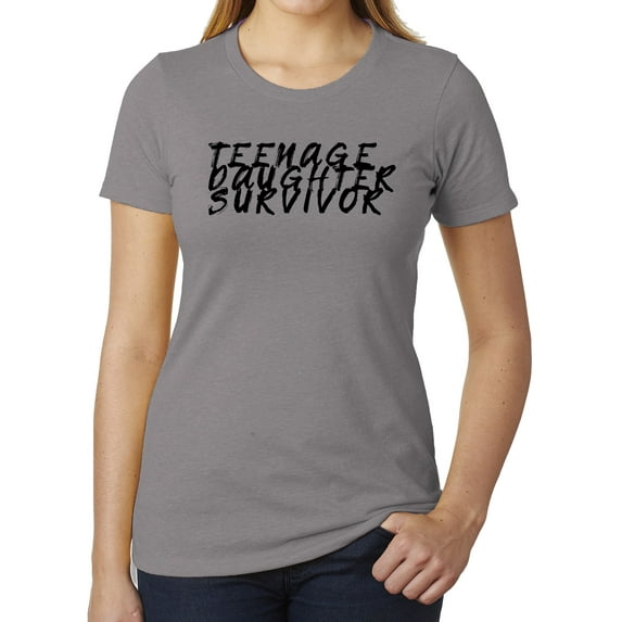 Teenage Daughter Survivor, Funny Graphic T-shirts, Cute mom shirts - Heather Grey MH200WMOM S26 XS