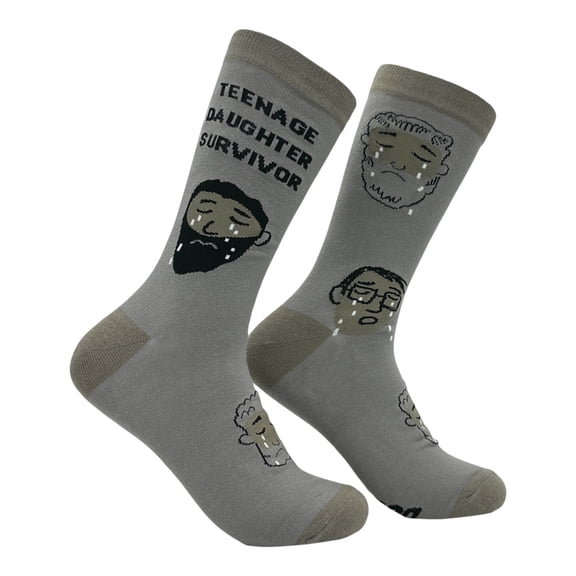 Teenage Daughter Survivor Socks Funny Sarcastic Parent Graphic Novelty Footwear for Men