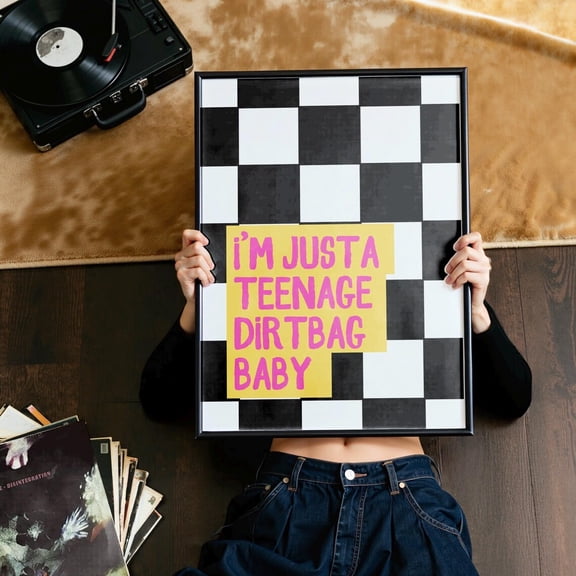 Teenage Dirtbag Lyrics Poster, Checkerboard Emo Wall Art, Music Poster size 24''x36'' GooGate