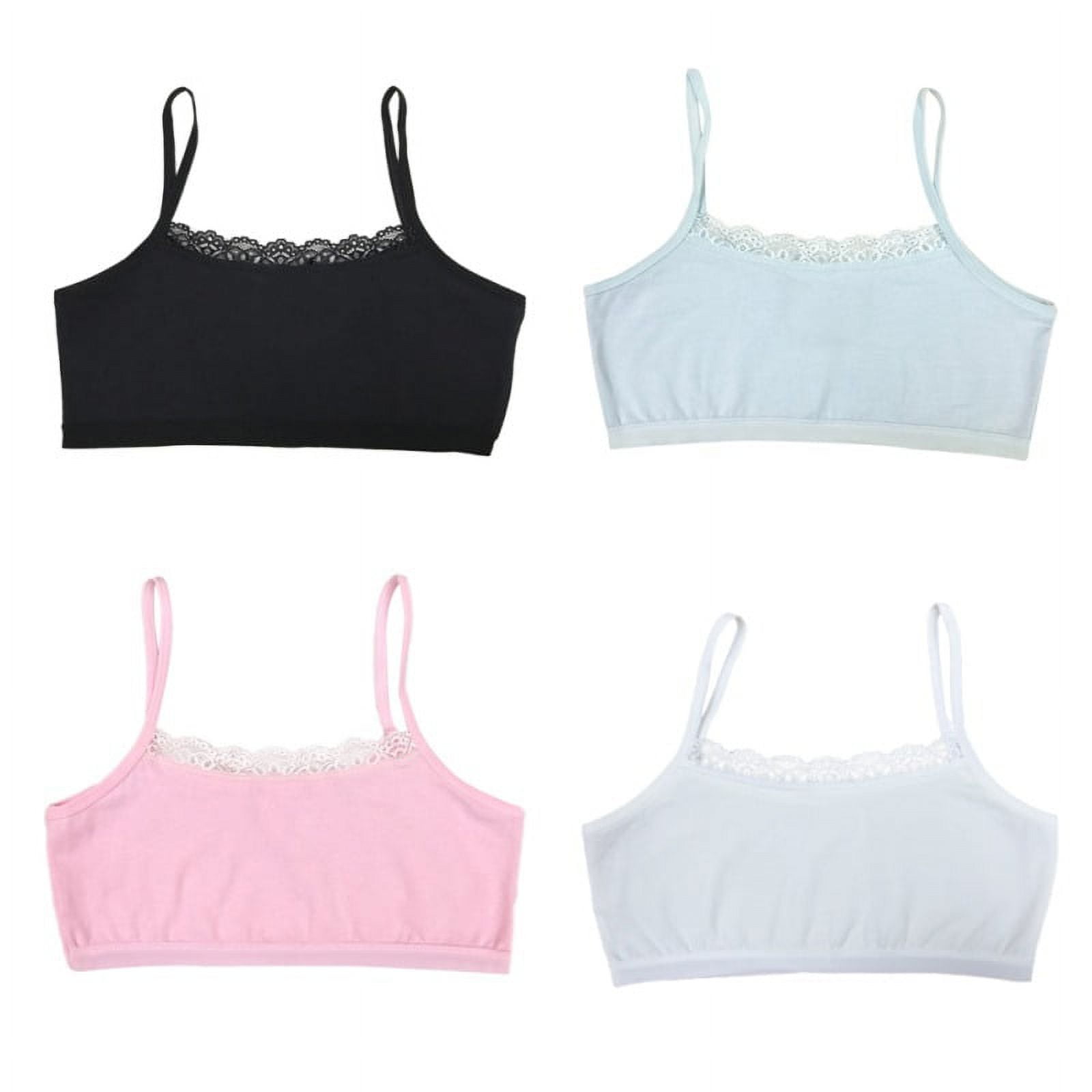 Teenage Girl Training Bra Underwear Cotton Comfy Breast Bra 8-12T,Pack of 4