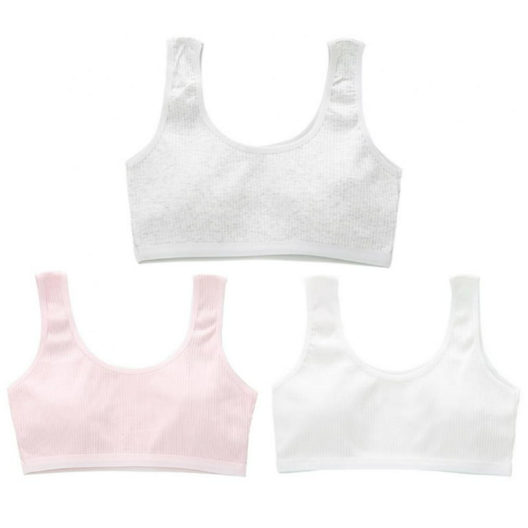 Teenage Girls Bra Breathable Developmental Cotton Underwear Girls Training  Bra,Pack of 3