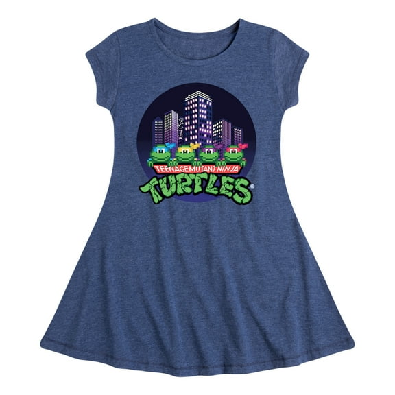 Teenage Muntant Ninja Turtle - City Scape With Turtles  - Toddler And Youth Girls Fit And Flare Dress