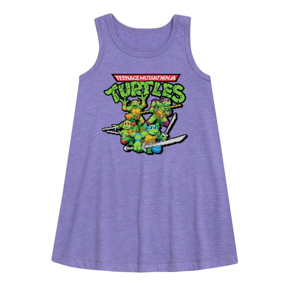 Teenage Muntant Ninja Turtle - Gaming Group And Logo - Toddler and Youth Girls A-line Dress