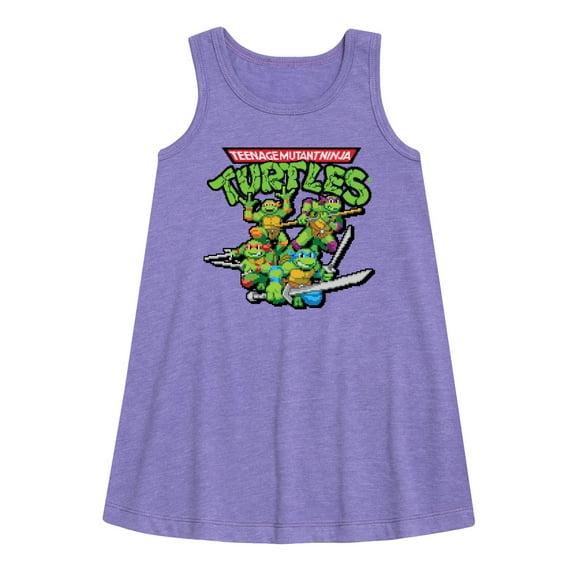 Teenage Muntant Ninja Turtle - Gaming Group And Logo - Toddler and Youth Girls A-line Dress