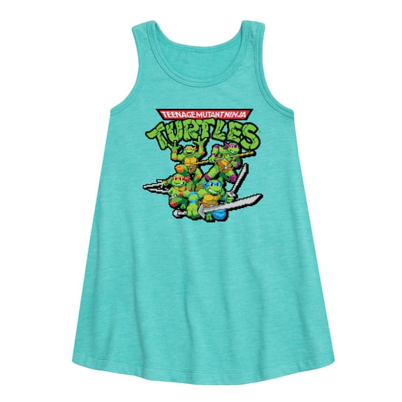 Teenage Muntant Ninja Turtle - Gaming Group And Logo - Toddler and Youth Girls A-line Dress