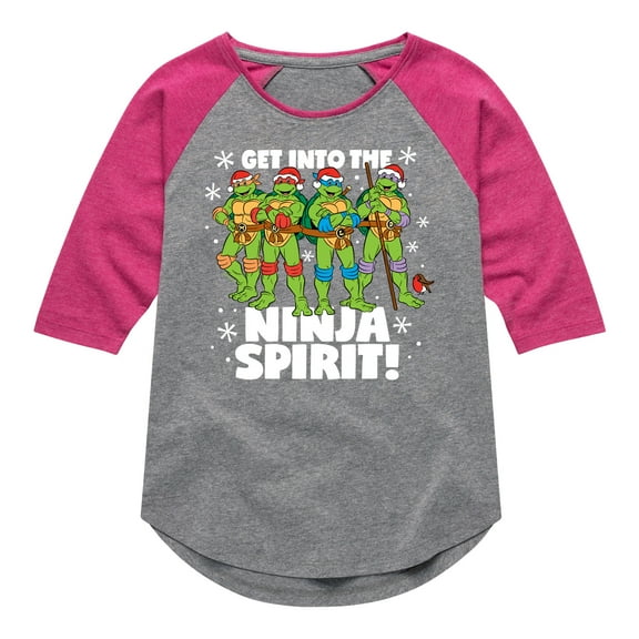 Teenage Muntant Ninja Turtle - Get Into The Ninja Spirit - Toddler And Youth Girls Raglan Graphic T-Shirt