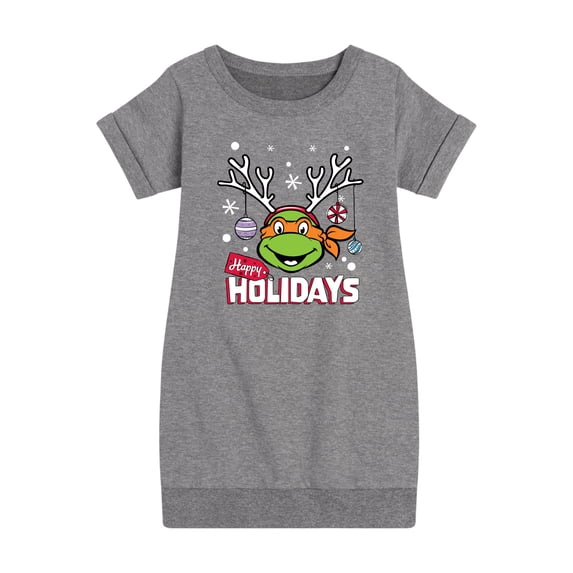 Teenage Muntant Ninja Turtle - Happy Holidays - Toddler And Youth Girls Fleece Dress